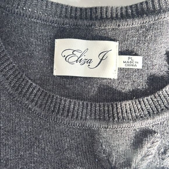 Eliza J Womens A-Line Embroidered Dress Acrylic Gray PL Elegant - Picture 4 of 9